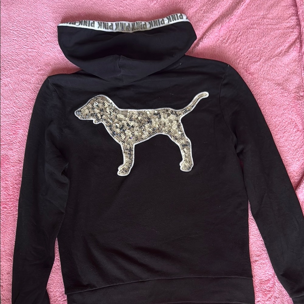 PINK Victoria's Secret Black Dog Hoodie set